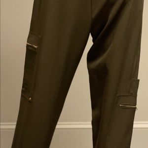 Military green pants.